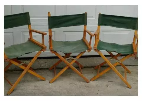 3 Folding wood frame Director chairs